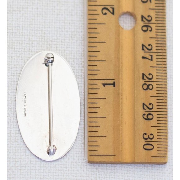 Vintage Sterling Silver Oval Brooch by Lamoof - A16 - Picture 2 of 2